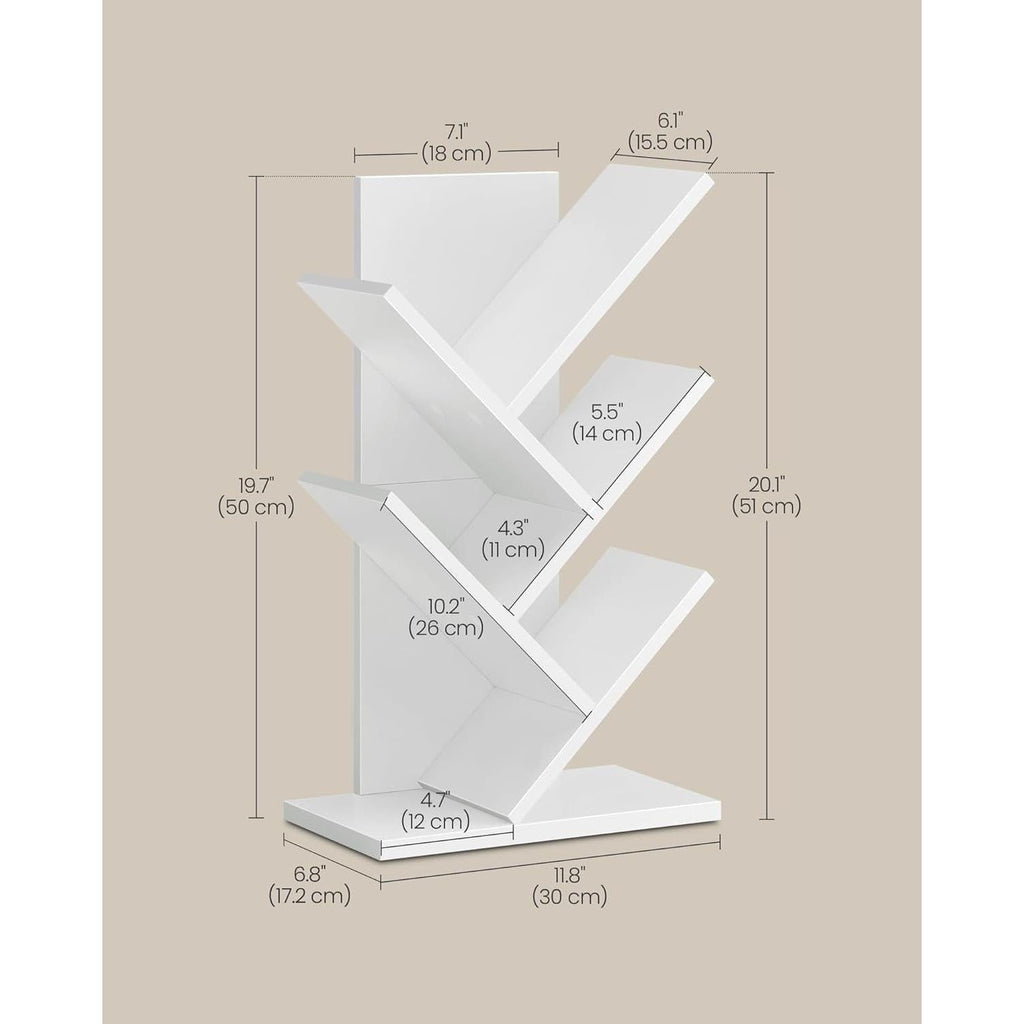 Cloud White Tree Bookshelf Five Tier Corner Shelf Unit