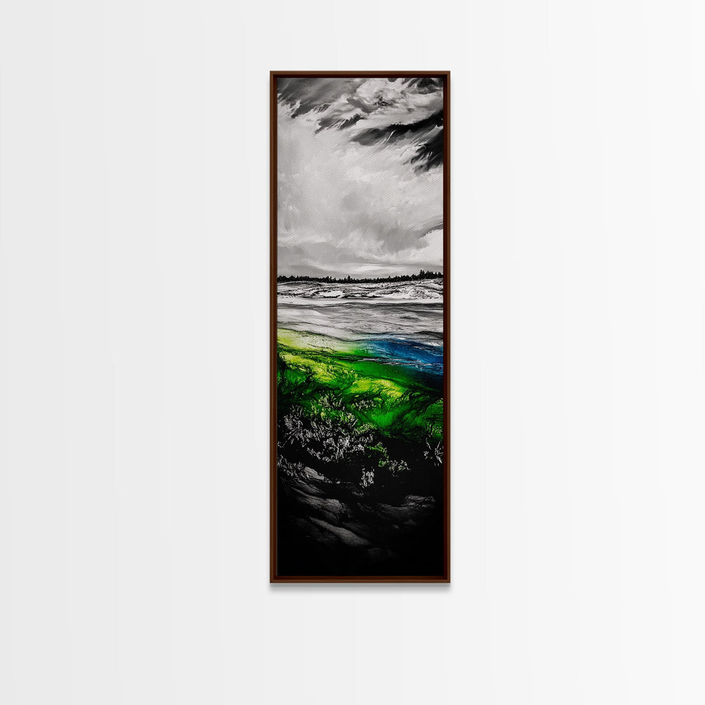 Abstract Landscape Wall Art, Green and Blue Coastal Decor, Nature Inspired Art, Modern Home Decor, Office Wall Art,