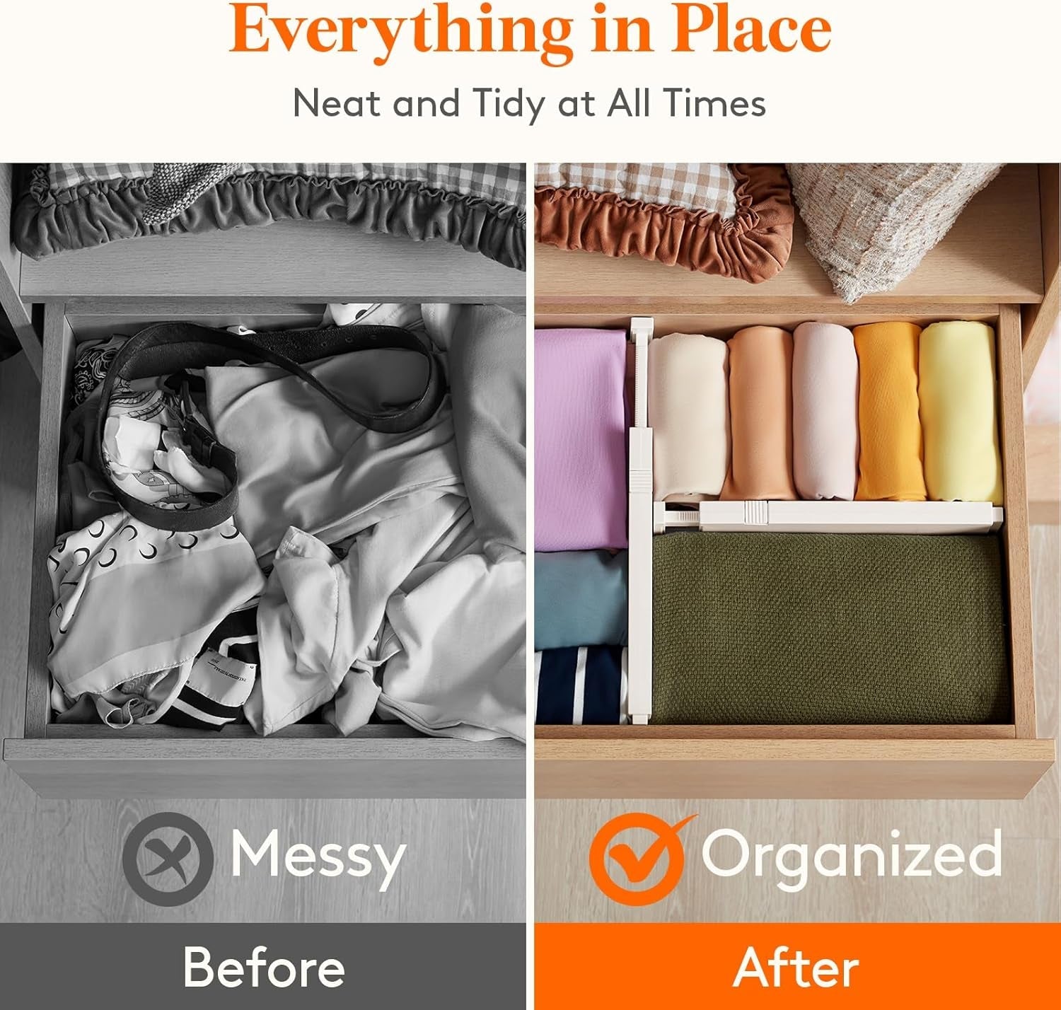 Drawer Dividers, 4 Inch High, 11 To 17 Inch Adjustable