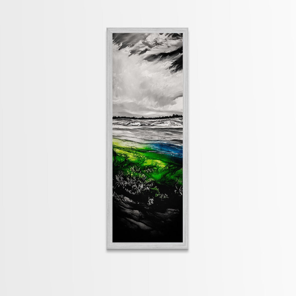 Abstract Landscape Wall Art, Green and Blue Coastal Decor, Nature Inspired Art, Modern Home Decor, Office Wall Art,