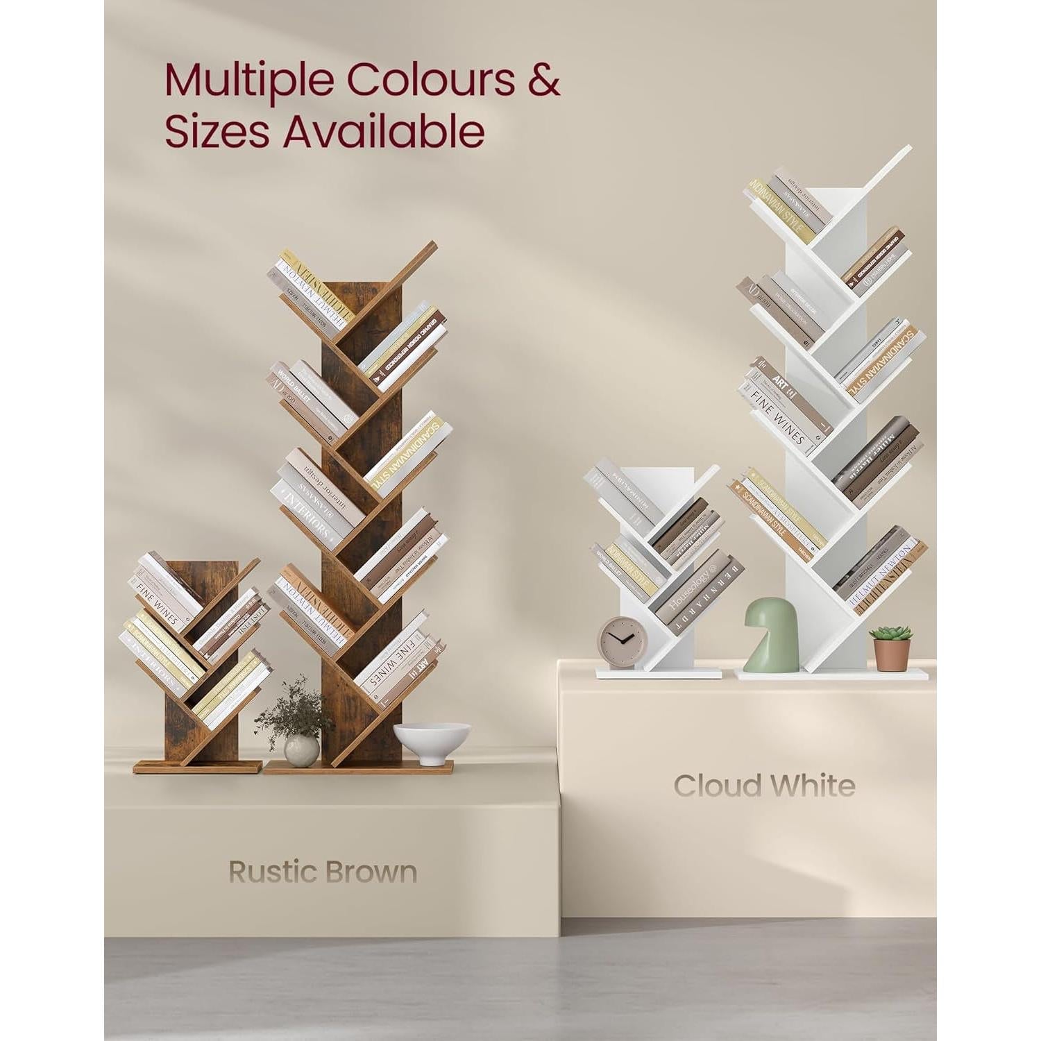Cloud White Tree Bookshelf Five Tier Corner Shelf Unit