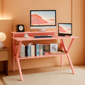 27.5-Inch Pink Desk With Monitor Stand For Small Spaces
