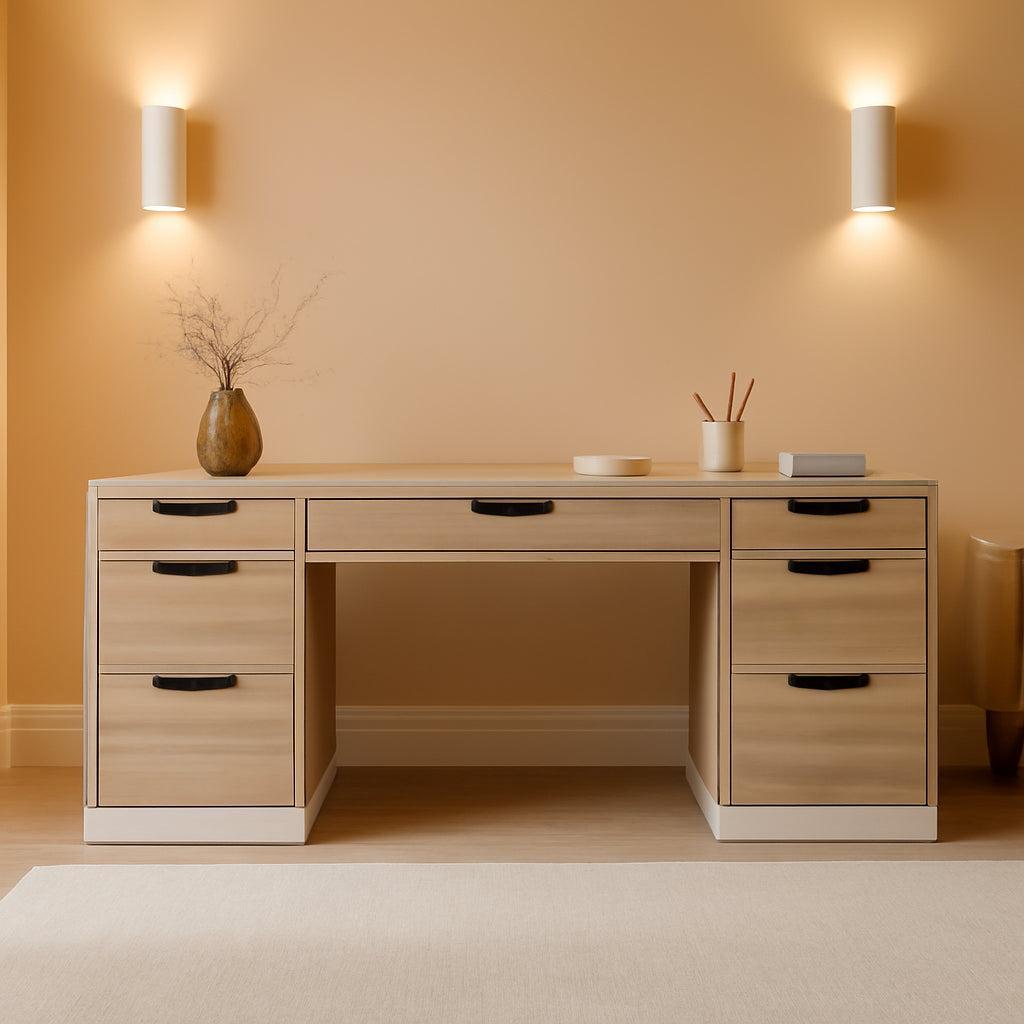 54 Inch Computer Desk With Storage Drawers White Walnut