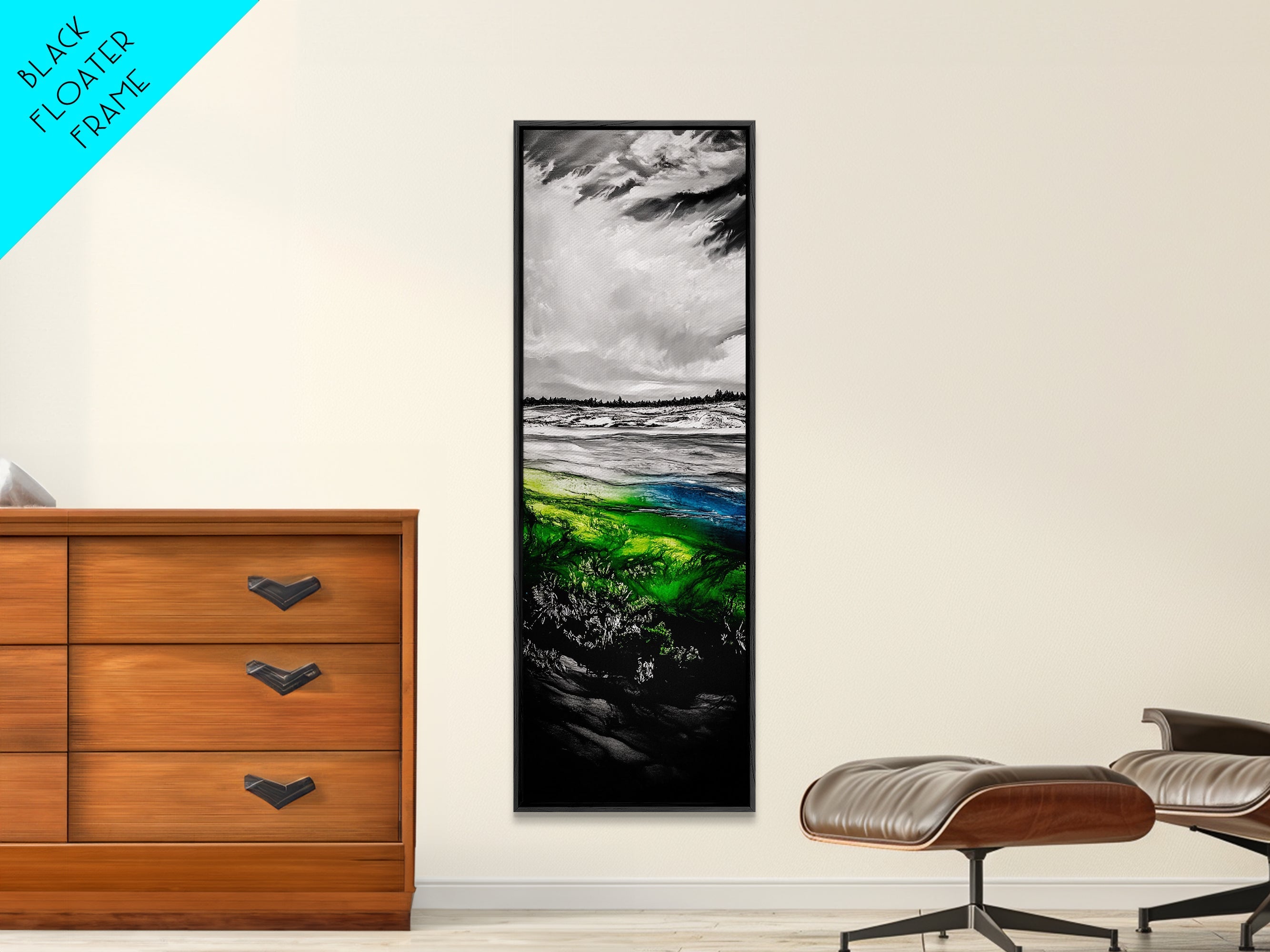 Abstract Landscape Wall Art, Green and Blue Coastal Decor, Nature Inspired Art, Modern Home Decor, Office Wall Art,