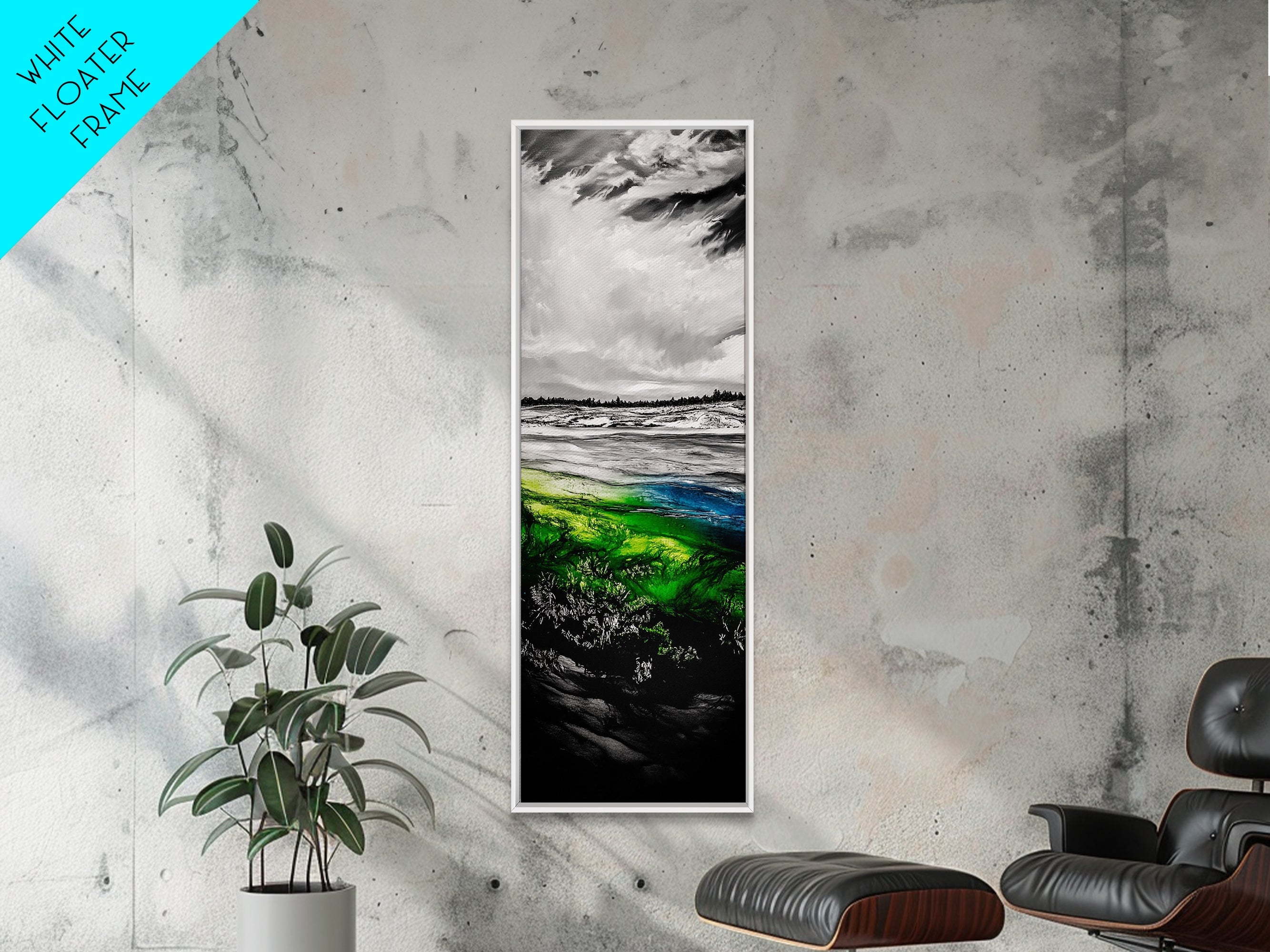Abstract Landscape Wall Art, Green and Blue Coastal Decor, Nature Inspired Art, Modern Home Decor, Office Wall Art,