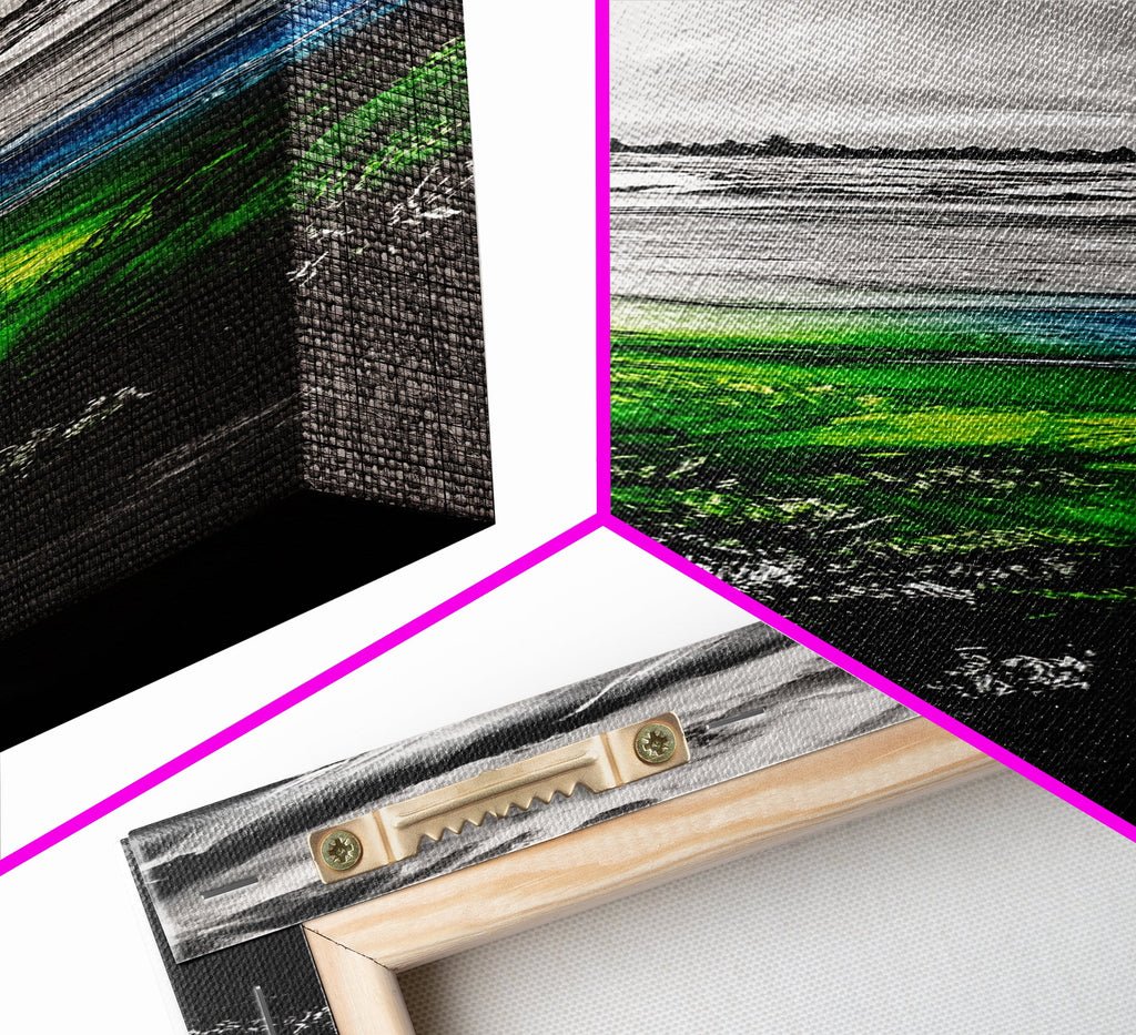 Abstract Landscape Wall Art, Green and Blue Coastal Decor, Nature Inspired Art, Modern Home Decor, Office Wall Art,