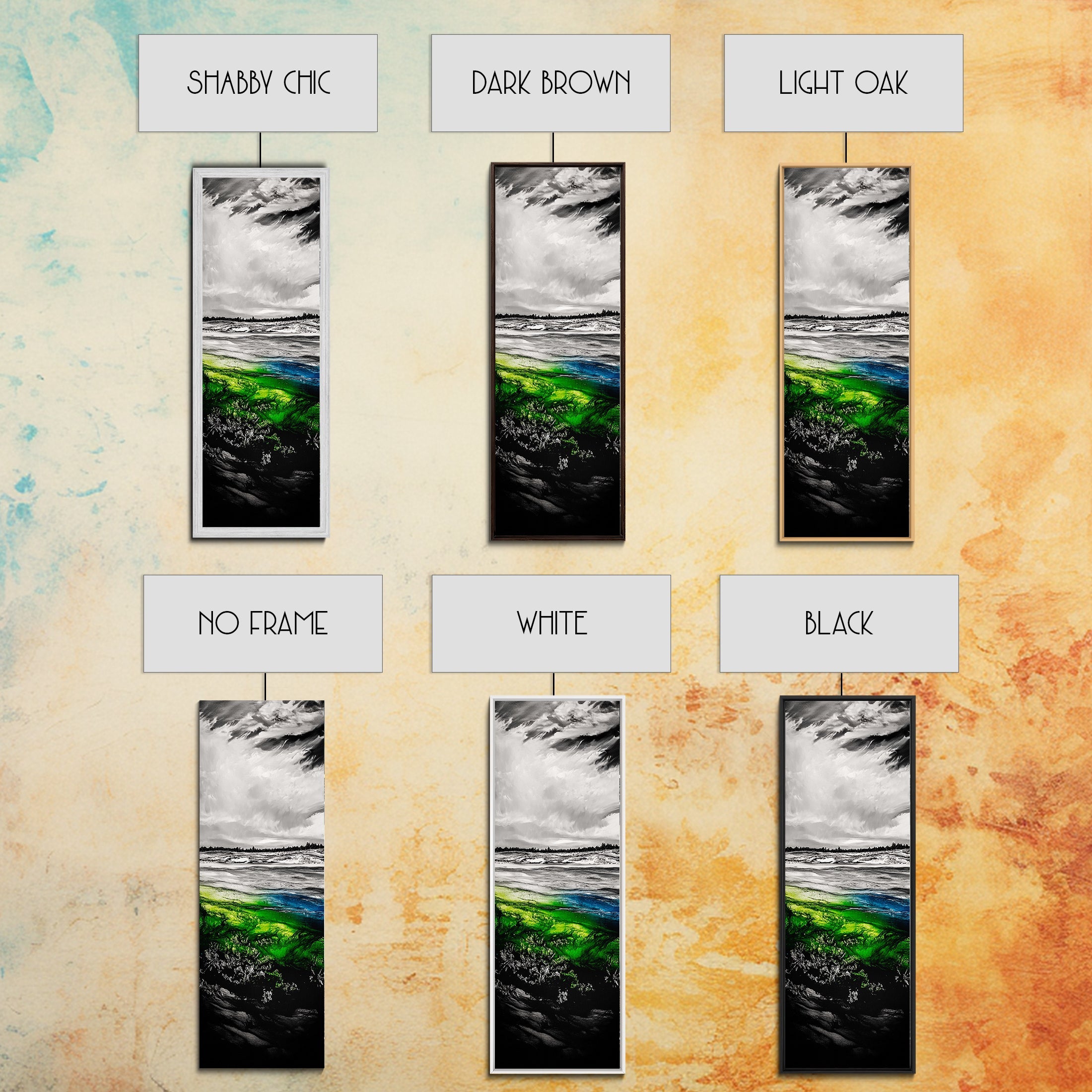 Abstract Landscape Wall Art, Green and Blue Coastal Decor, Nature Inspired Art, Modern Home Decor, Office Wall Art,