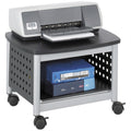 Under-Desk Printer Stand Mobile Office Cart in Black and Silver