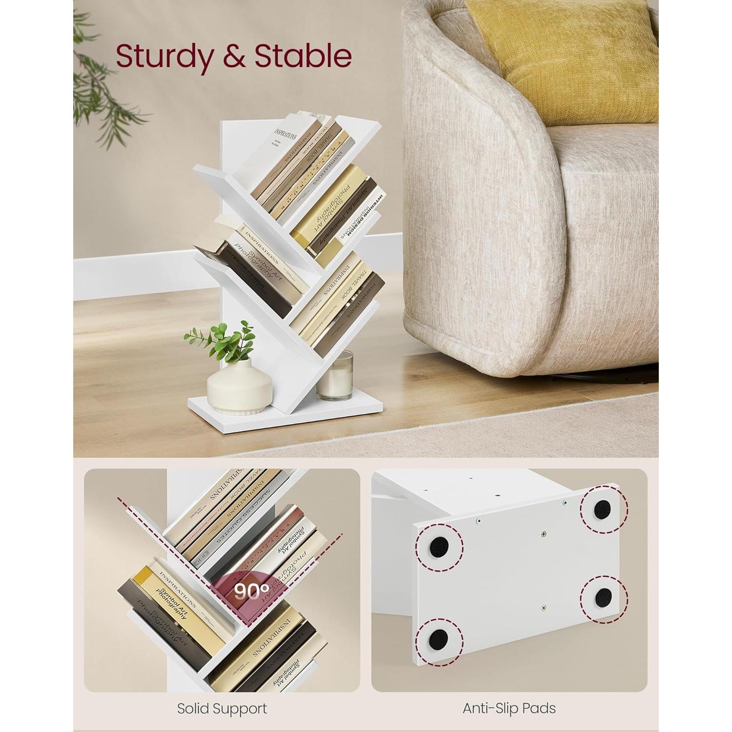 Cloud White Tree Bookshelf Five Tier Corner Shelf Unit