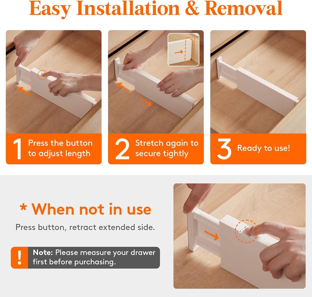 Drawer Dividers, 4 Inch High, 11 To 17 Inch Adjustable