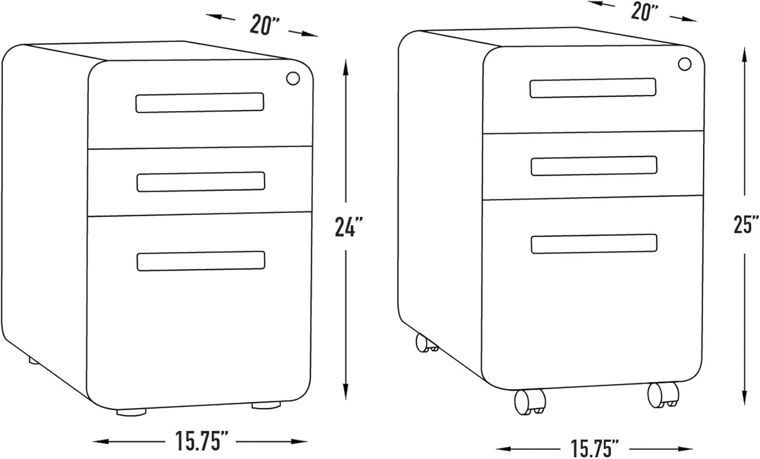 Stockpile 3 Drawer File Cabinet With Lock Under Desk