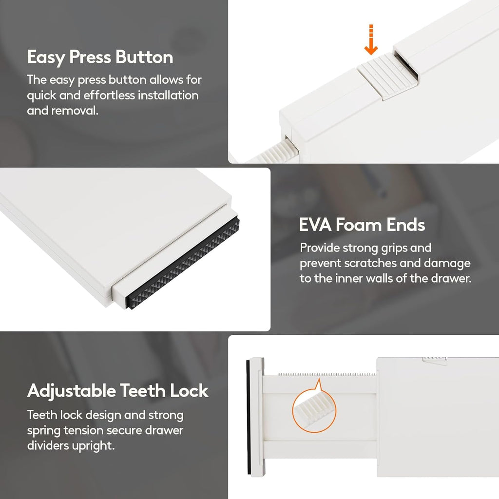 Drawer Dividers, 4 Inch High, 11 To 17 Inch Adjustable