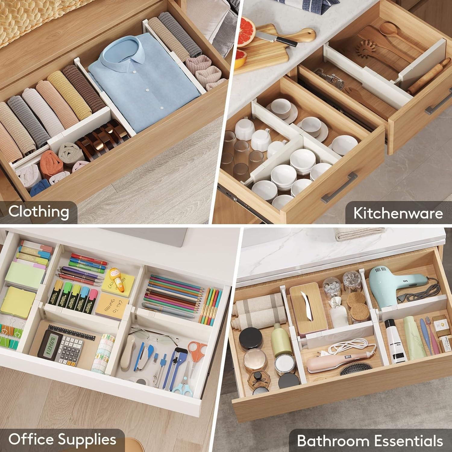 Drawer Dividers, 4 Inch High, 11 To 17 Inch Adjustable