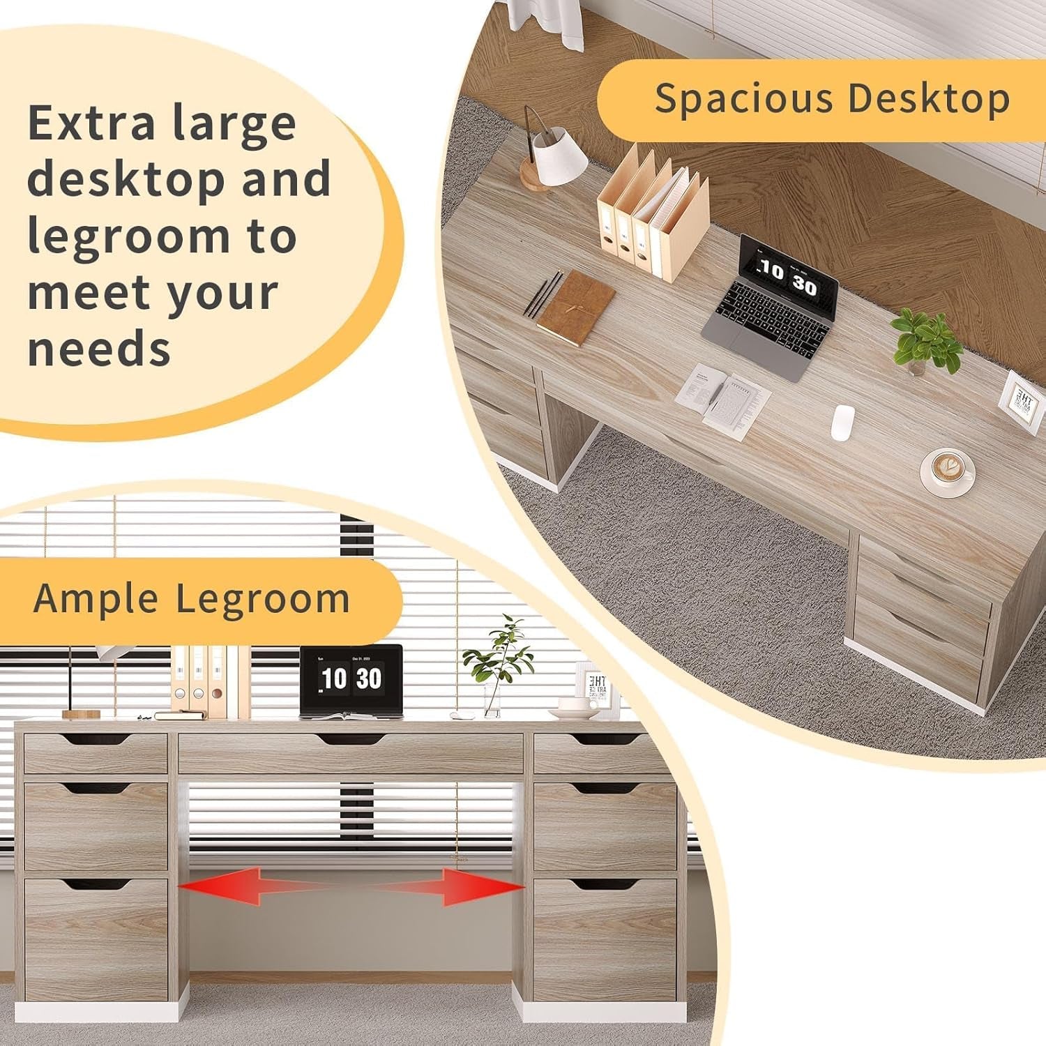 54 Inch Computer Desk With Storage Drawers White Walnut